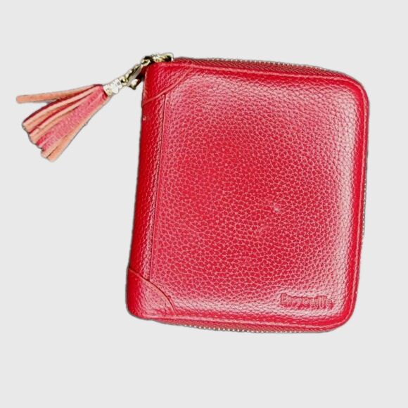 Unbranded Handbags - Womens Credit Card Holder Wallet RED Zip Pebble Leather Card Case RFID Blocking